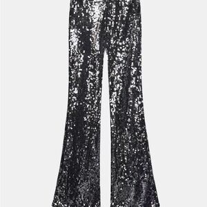 ZARA Black Sequin Flared Women's Pants - NWT!
